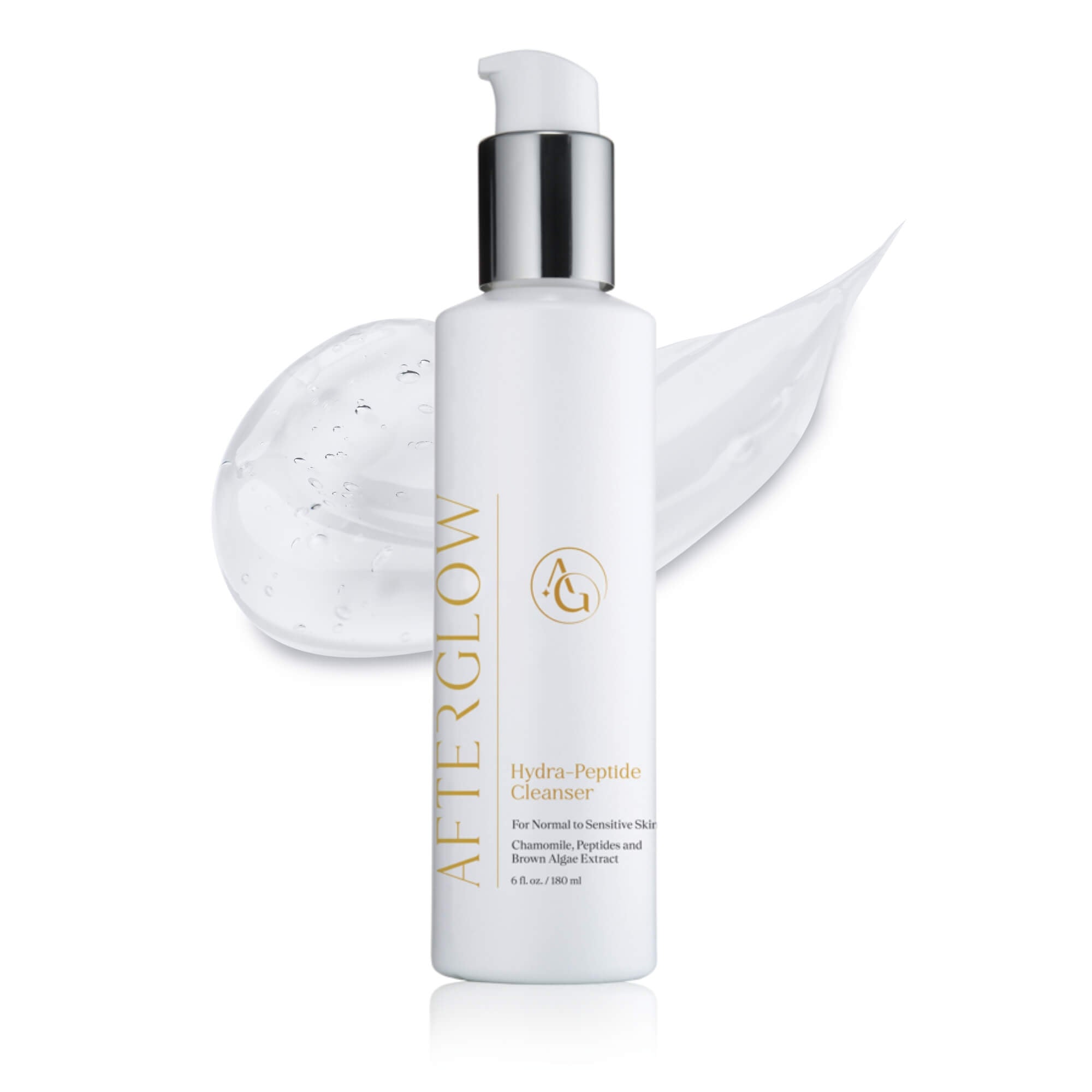 A pump spray bottle skincare product called, 'hydra peptide cleanser'.