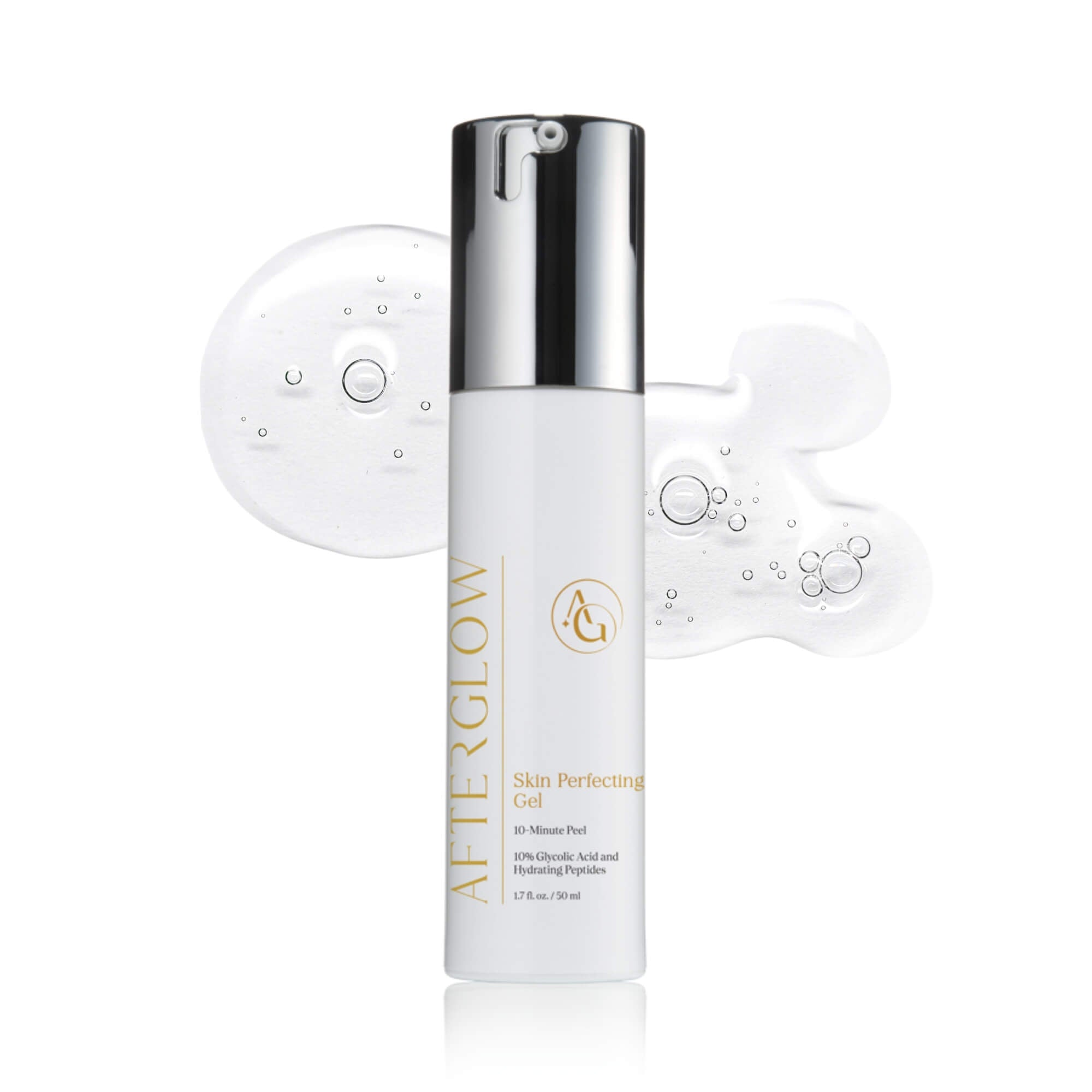 A spray bottle skincare product with the writing, 'afterglow skin perfecting gel', on it.