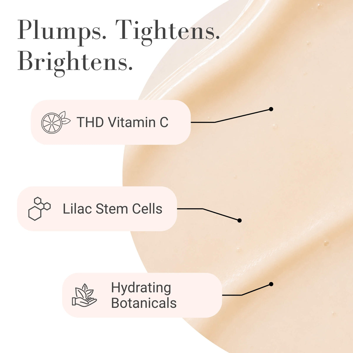 A skincare graphic showing the product with ingredient callouts.