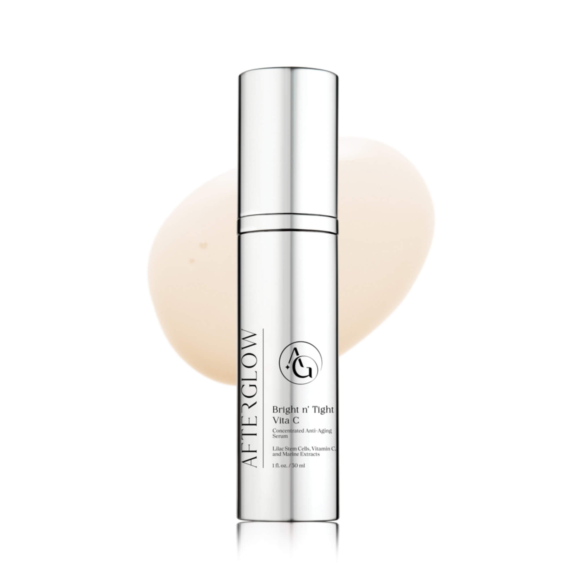 Skinny cylinder of Afterglow Skin Co. product called, 'bright and tight vita c'.